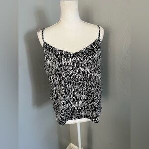 White House Black Market Abstract Black and White Camisole size XL